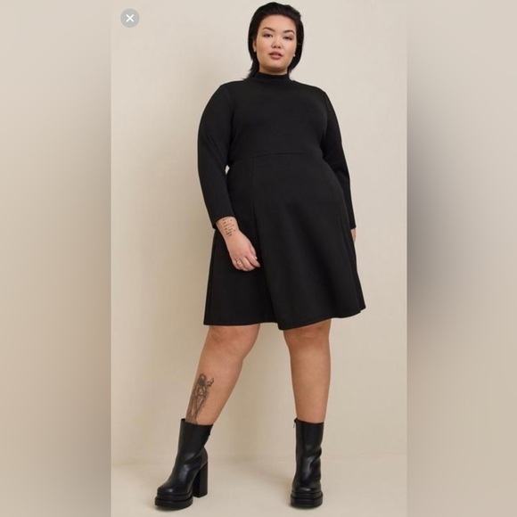 Torrid Black Mini Studio Cupro Mock Neck Dress - Picture 1 of 4